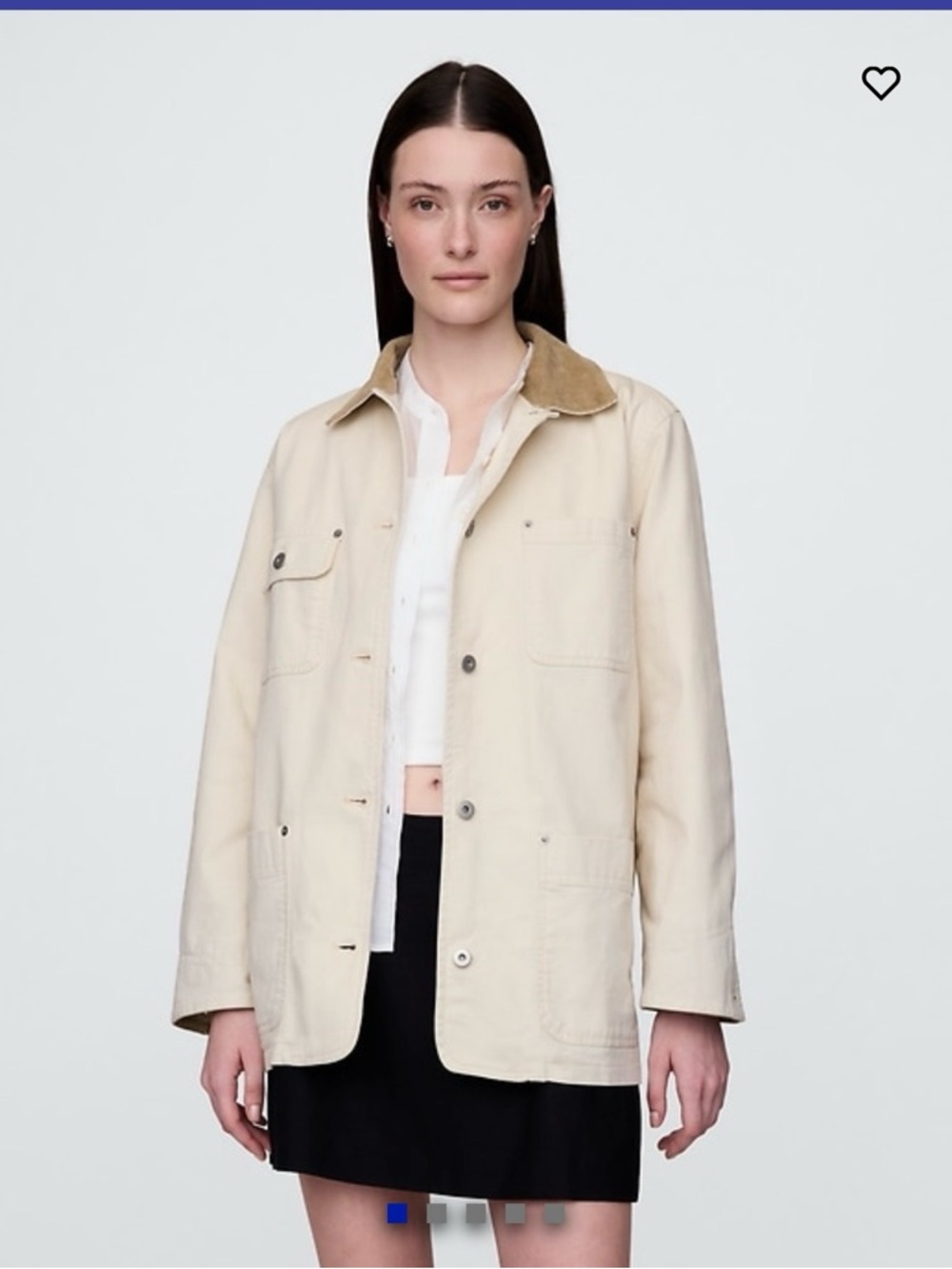 GAP Cream Barn Jacket with Tan Corduroy Collar